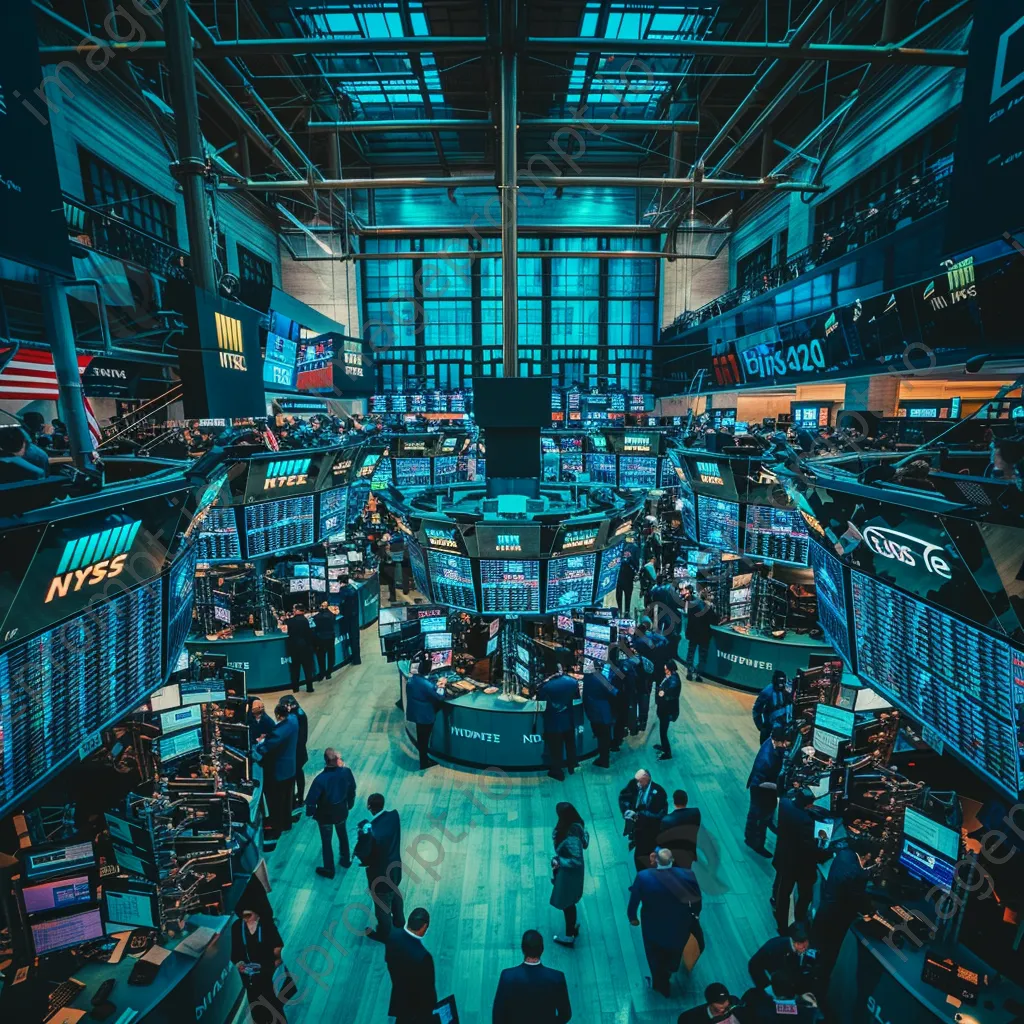 Traders engaged on a busy stock trading floor with screens - Image 4