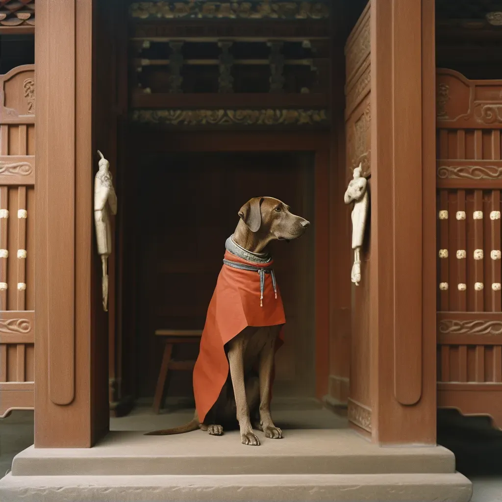 Image of a Roman legionary standing guard at the entrance of a traditional Japanese Shinto shrine - Image 2