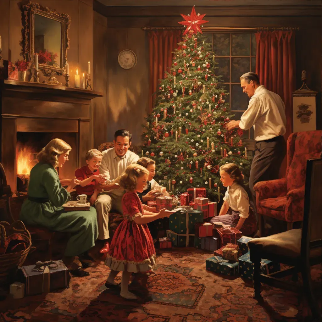 Christmas scene with decorated tree and fireplace - Image 3