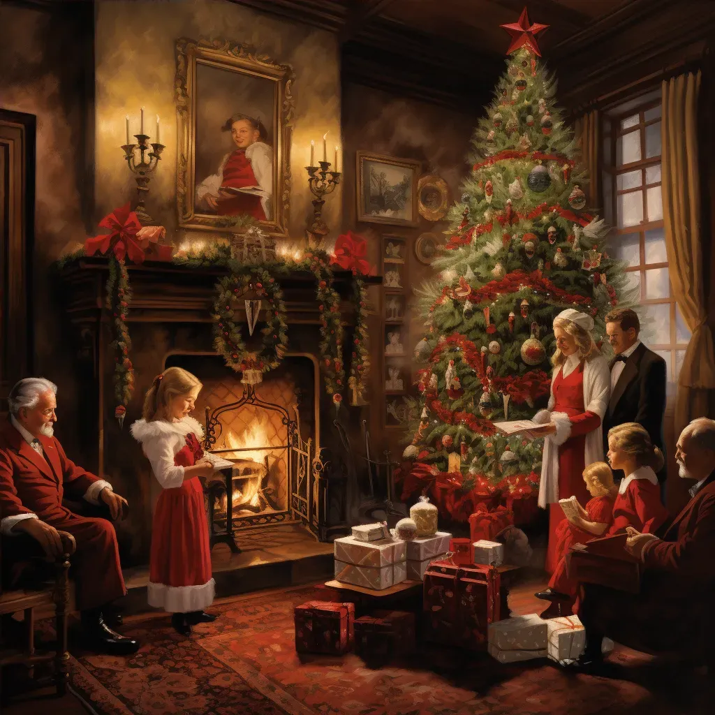 Christmas scene with decorated tree and fireplace - Image 4