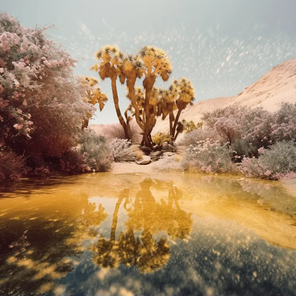 Desert oasis with palm trees and clear spring - Image 1