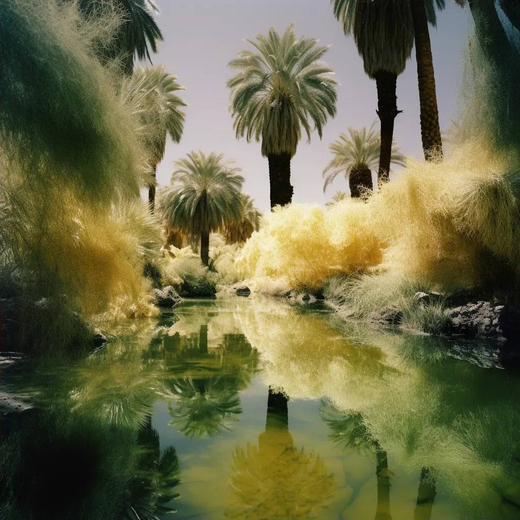 Desert oasis with palm trees and clear spring - Image 2