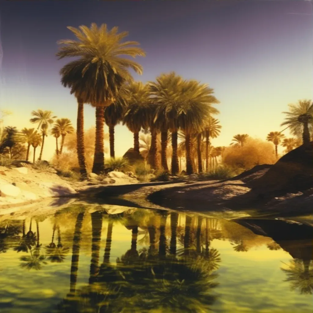 Desert oasis with palm trees and clear spring - Image 3