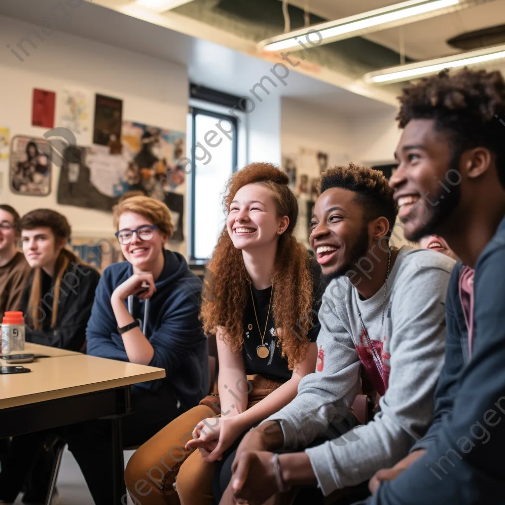 Students debating passionately in a modern classroom environment. - Image 2