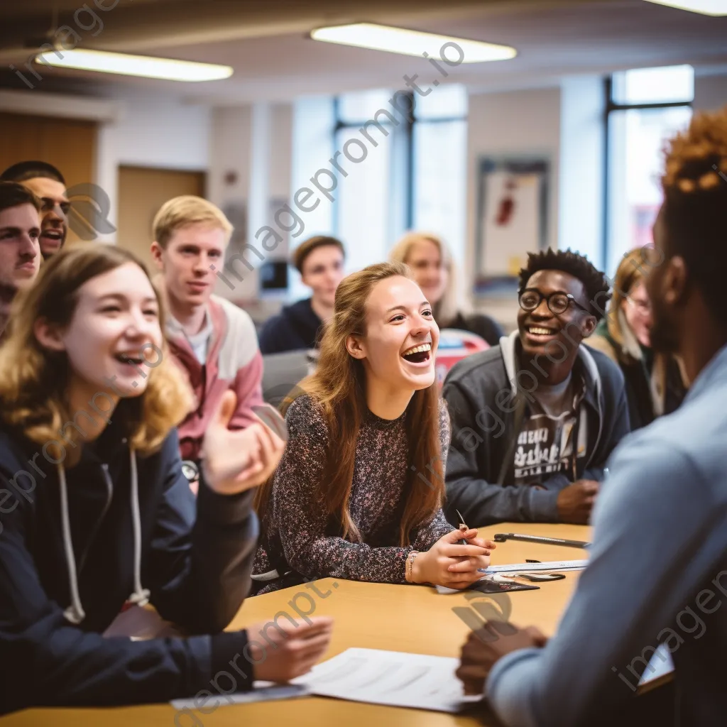 Students debating passionately in a modern classroom environment. - Image 4