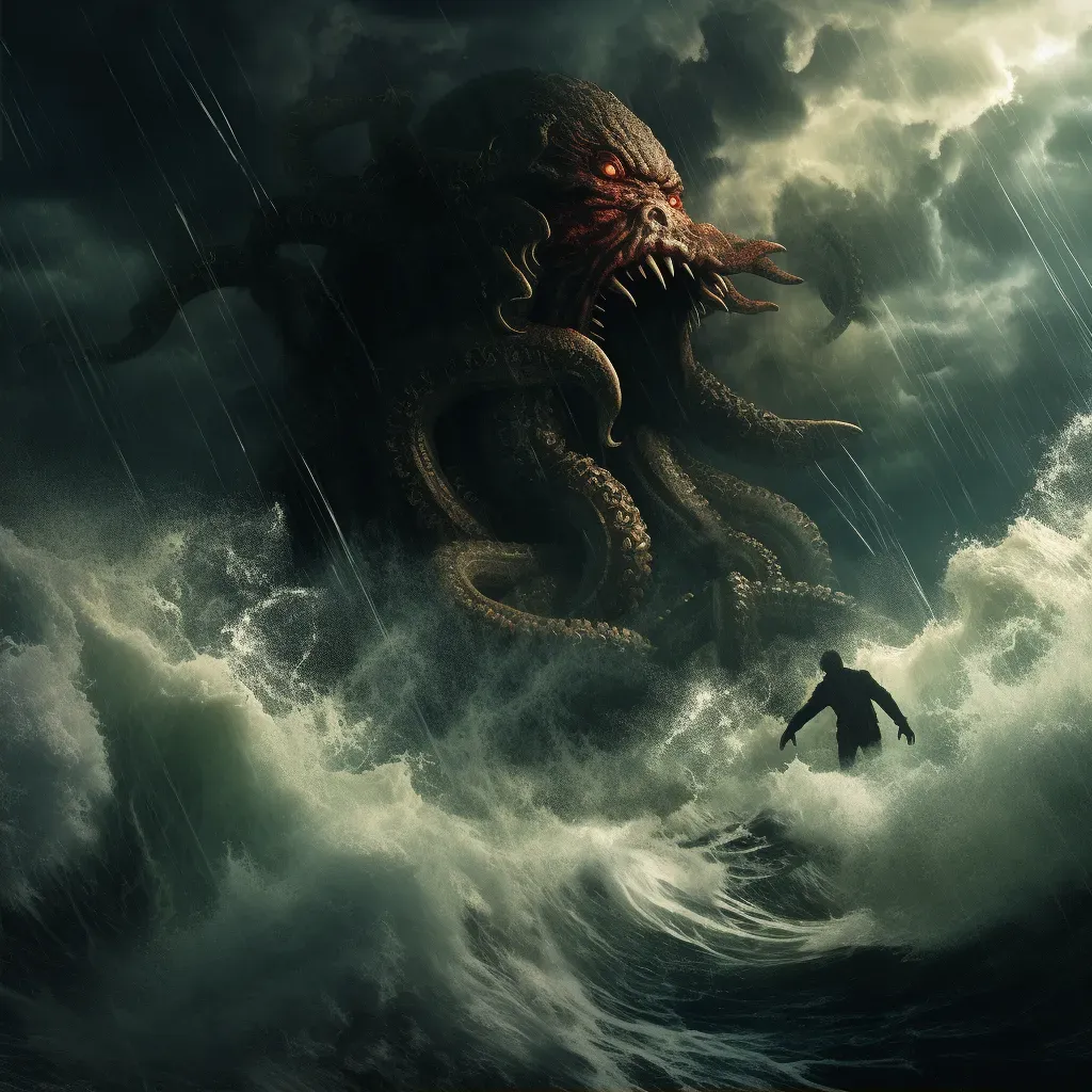 Sailor Confronts Massive Sea Creature in Storm