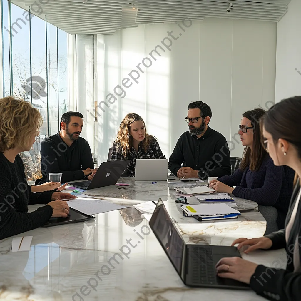 Professionals collaborating over coffee in a conference room - Image 2