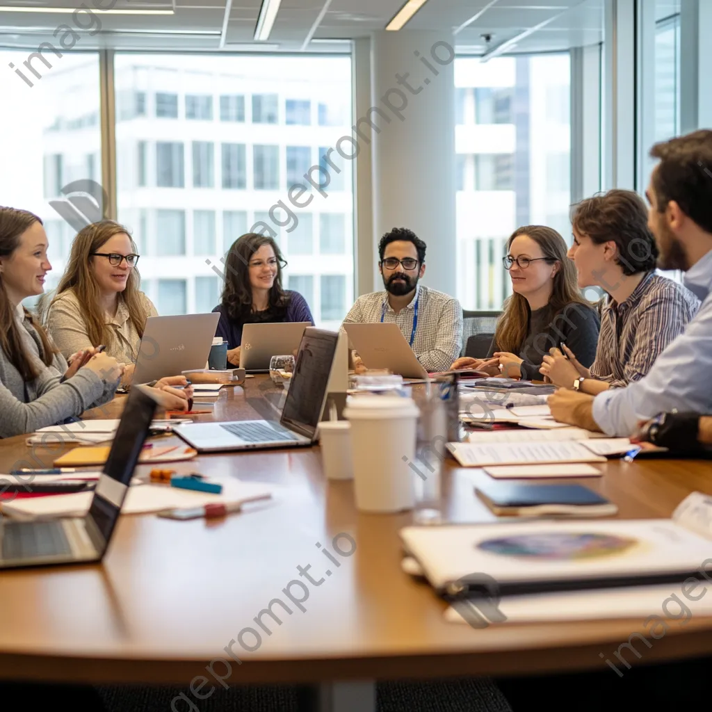 Professionals collaborating over coffee in a conference room - Image 4