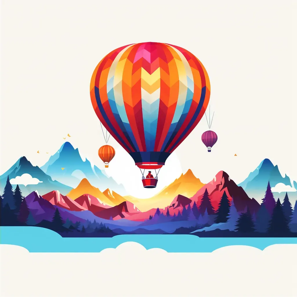 Vivid hot air balloon over colorful landscapes logo for travel agency - Image 2