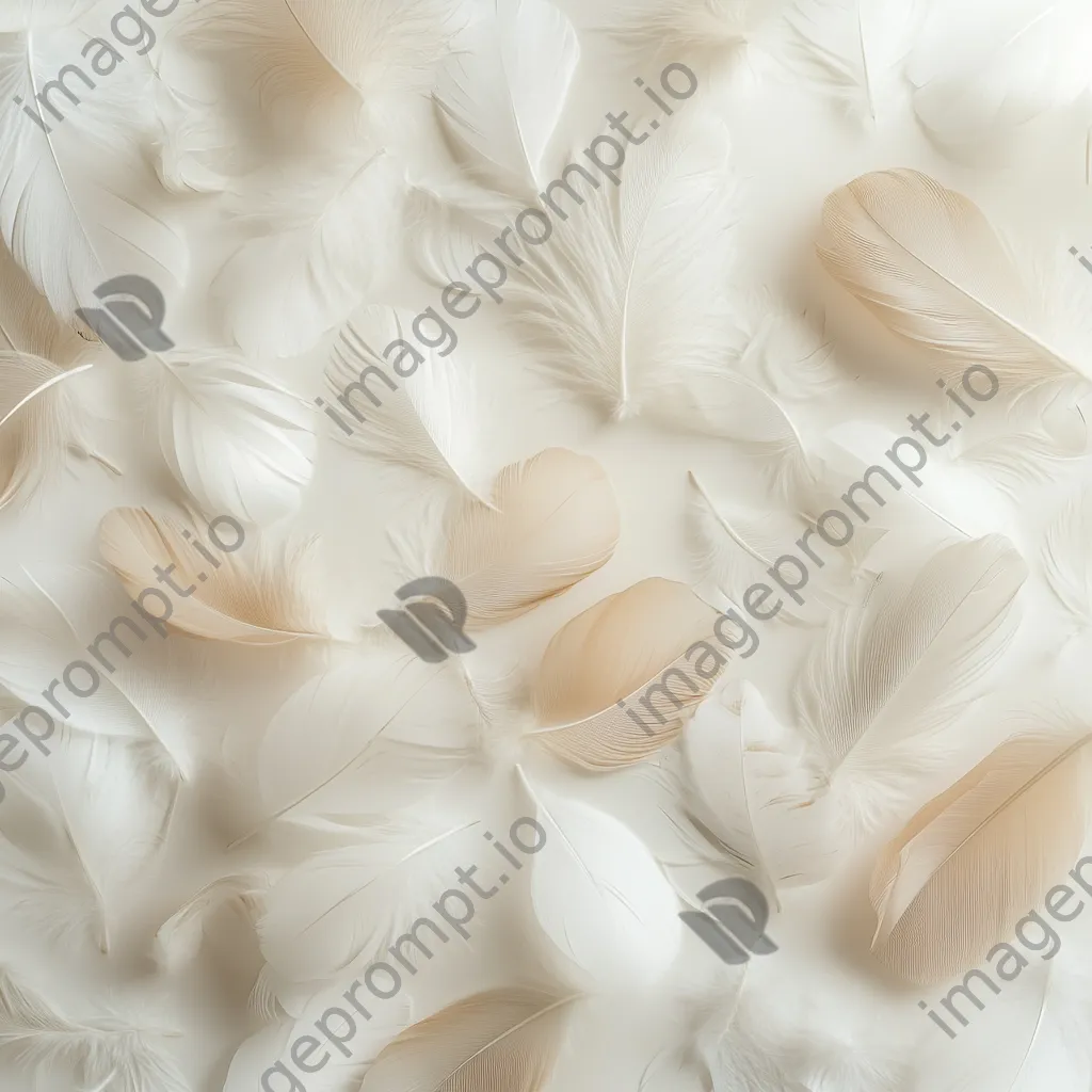 White and beige feathers scattered on a pale background. - Image 3