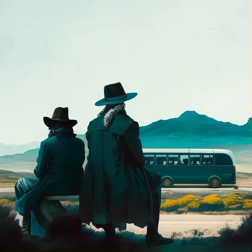 Characters sharing a connection moment in a road trip scene - Image 1