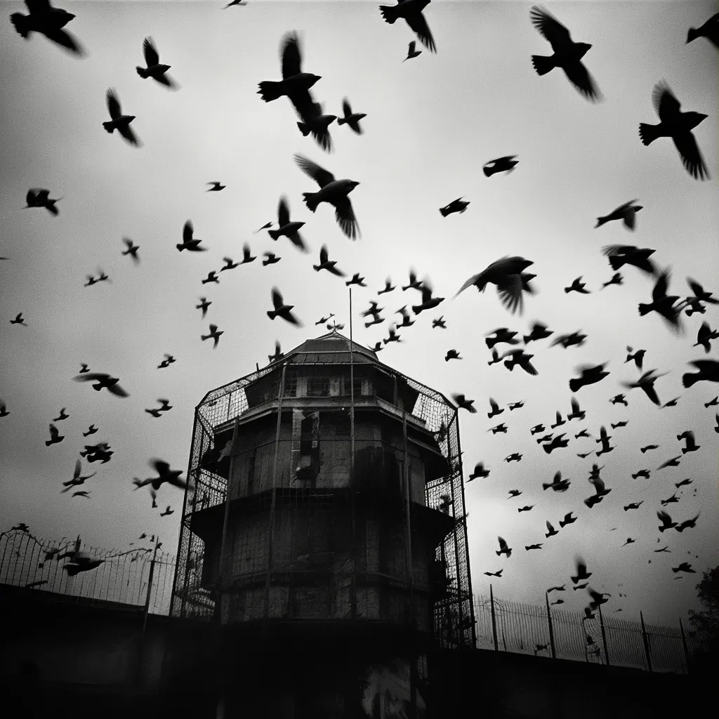 Flock of birds escaping from a cage - Image 3