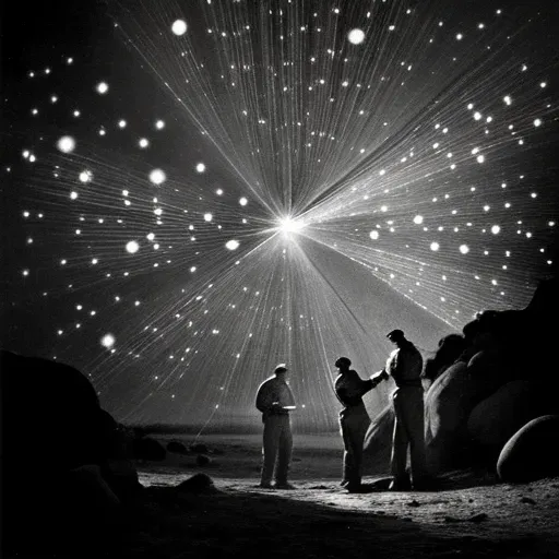 Artistic representation of bright points of light in a dark sky symbolizing star creation - Image 2