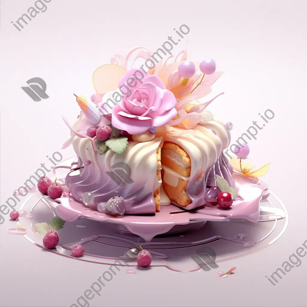 Delicate French pastries in low poly style with Art Nouveau influences - Image 2