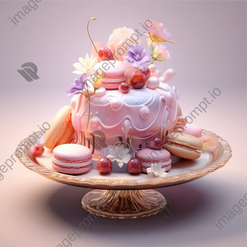 Delicate French pastries in low poly style with Art Nouveau influences - Image 3