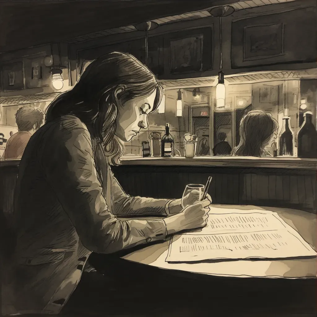 Reflective illustration of a private eye in a dimly lit bar - Image 3