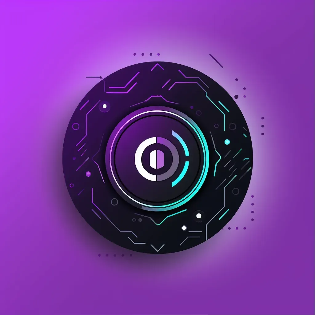 Bold and impactful logo for a cryptocurrency exchange with a coin icon in purple and black - Image 1