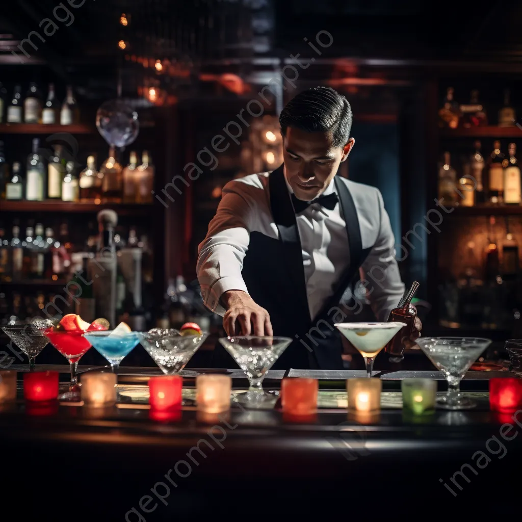 Bartender shaking a martini at a sophisticated cocktail bar - Image 1