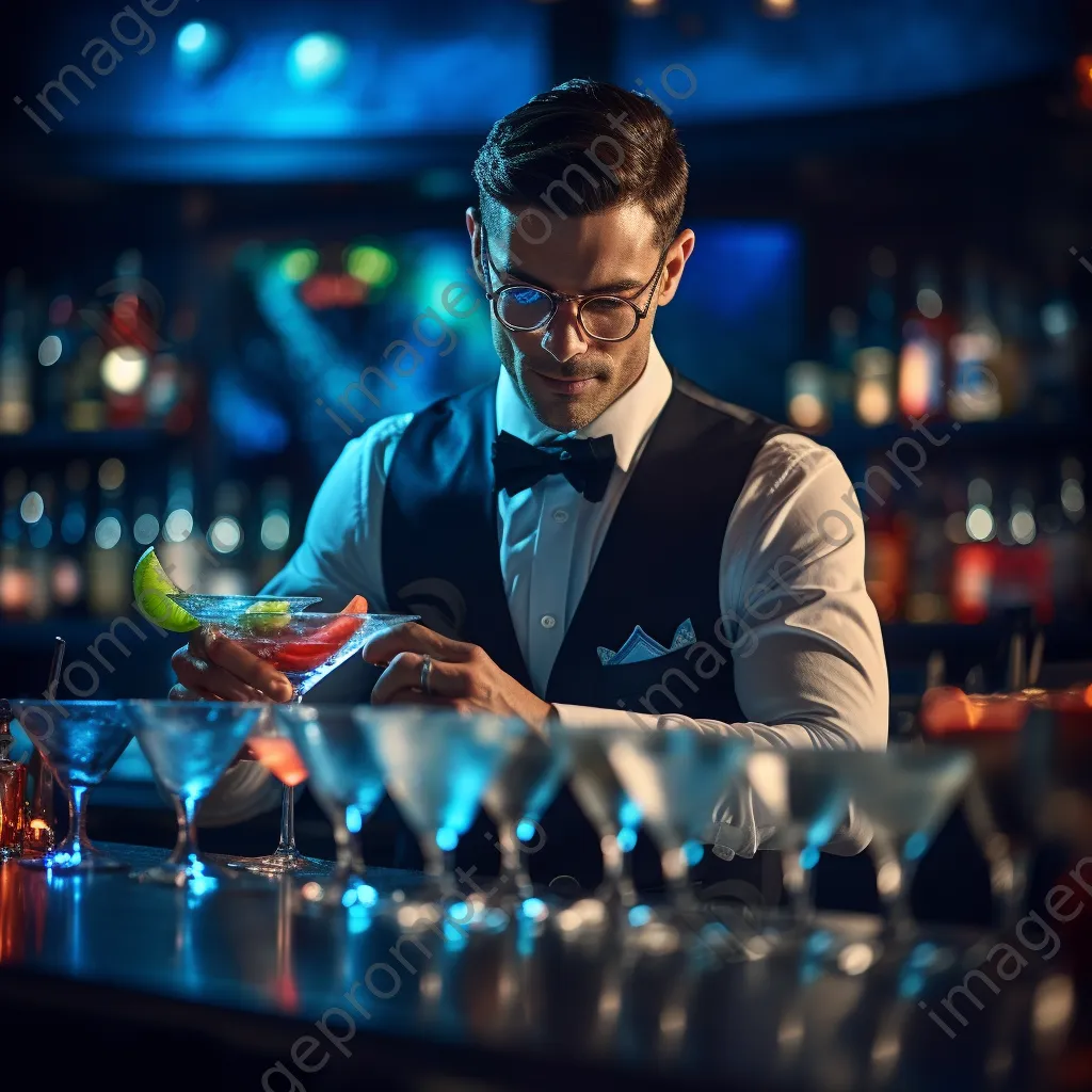 Bartender shaking a martini at a sophisticated cocktail bar - Image 2