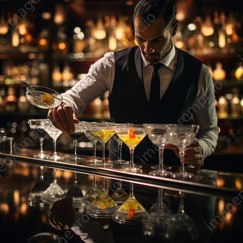 Bartender shaking a martini at a sophisticated cocktail bar - Image 4