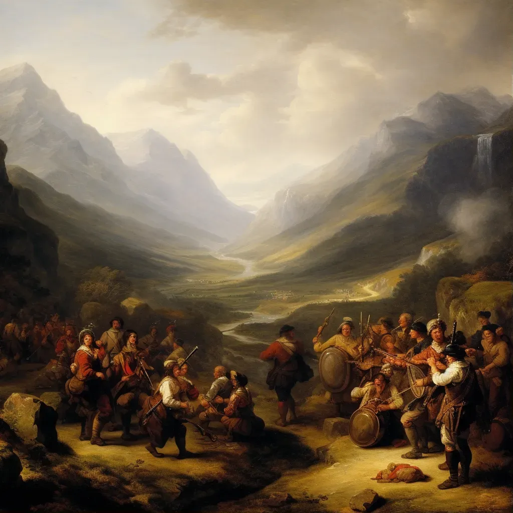 Traditional Scottish Bagpipe Performance with highland landscape - Image 1