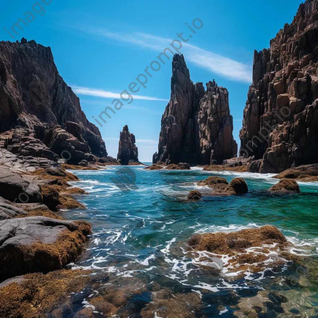 Remote coastal sea stacks with beaches and cliffs - Image 4