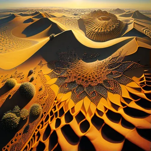 Image of a vast desert with intricate patterns of sand dunes under the afternoon sun - Image 1