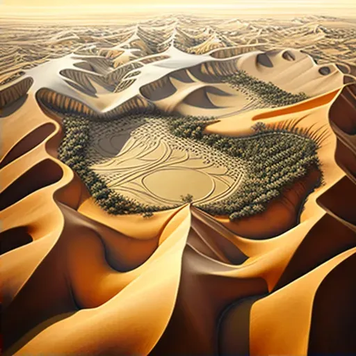 Image of a vast desert with intricate patterns of sand dunes under the afternoon sun - Image 2