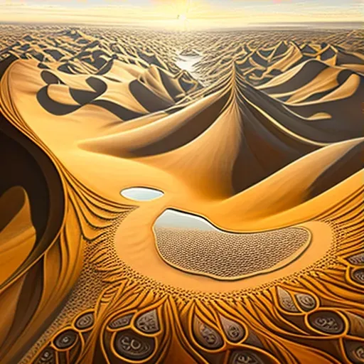 Image of a vast desert with intricate patterns of sand dunes under the afternoon sun - Image 3