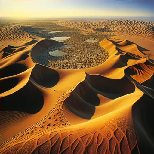 Image of a vast desert with intricate patterns of sand dunes under the afternoon sun - Image 4