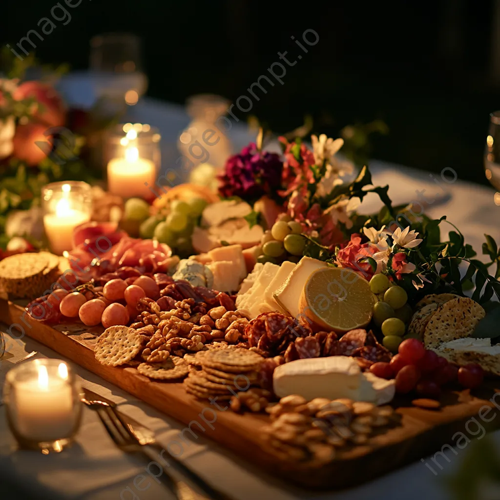 An elegant charcuterie board displaying fruits, nuts, and cheese. - Image 2