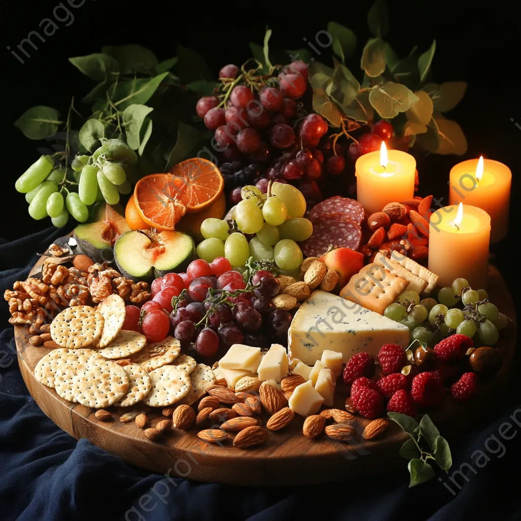 An elegant charcuterie board displaying fruits, nuts, and cheese. - Image 3