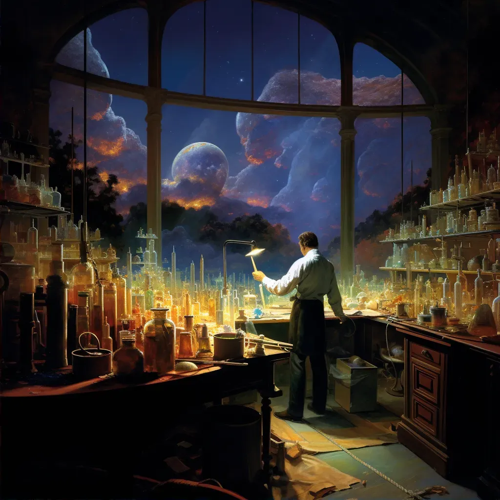 Picture of a scientist working in a colorful lab setting - Image 2