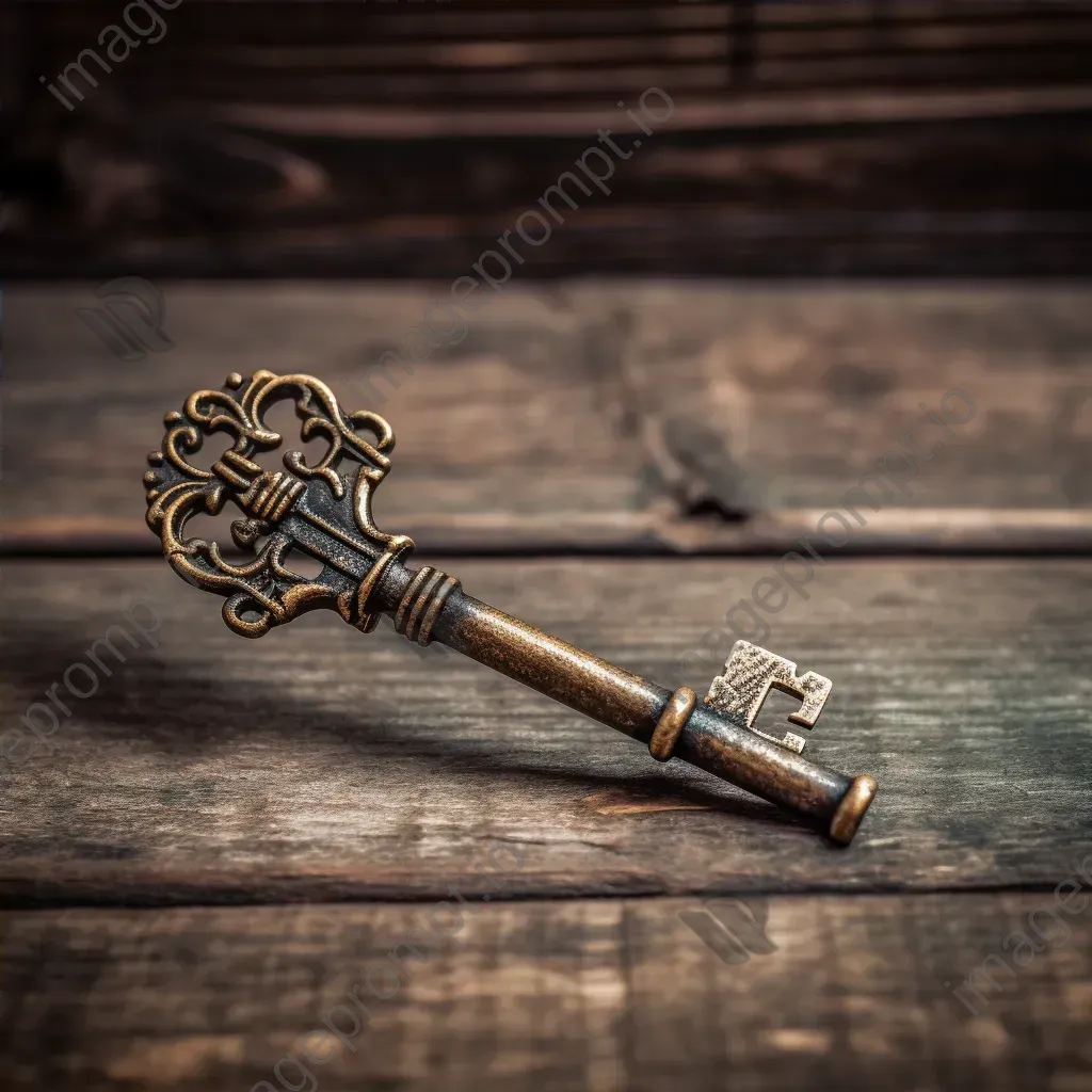 Vintage key on rustic wooden table - Image 4