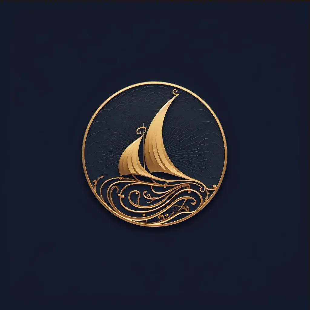 Elegant and luxurious logo design with yacht icon in navy and gold colors - Image 3