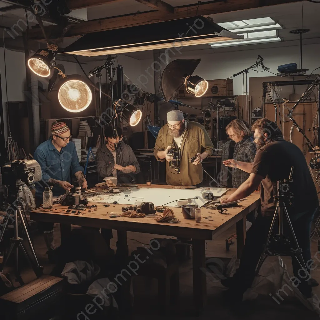 Team conducting a workshop with tools and materials in a bright space - Image 4