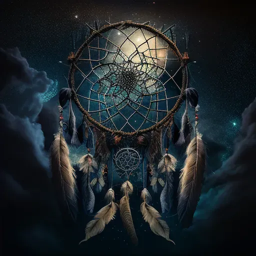 Dreamcatcher against a midnight sky with dreams and nightmares - Image 2