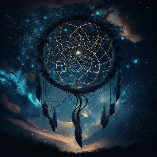 Dreamcatcher against a midnight sky with dreams and nightmares - Image 3