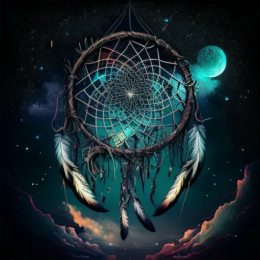 Dreamcatcher against a midnight sky with dreams and nightmares - Image 4