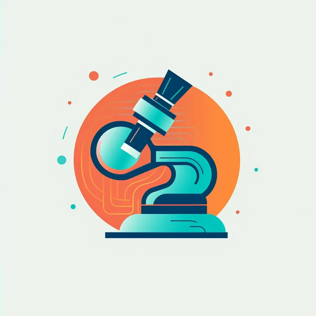 Retro-futuristic microscope icon research lab logo in teal and orange colors - Image 2