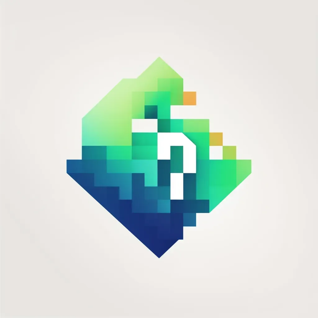 Modern and abstract digital media agency logo with a stylized pixel icon in green and blue - Image 2