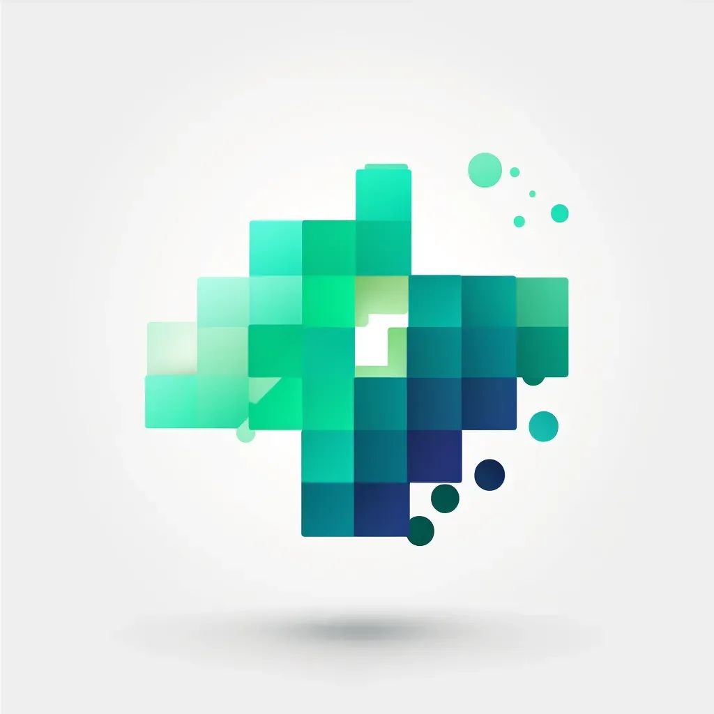 Modern and abstract digital media agency logo with a stylized pixel icon in green and blue - Image 4