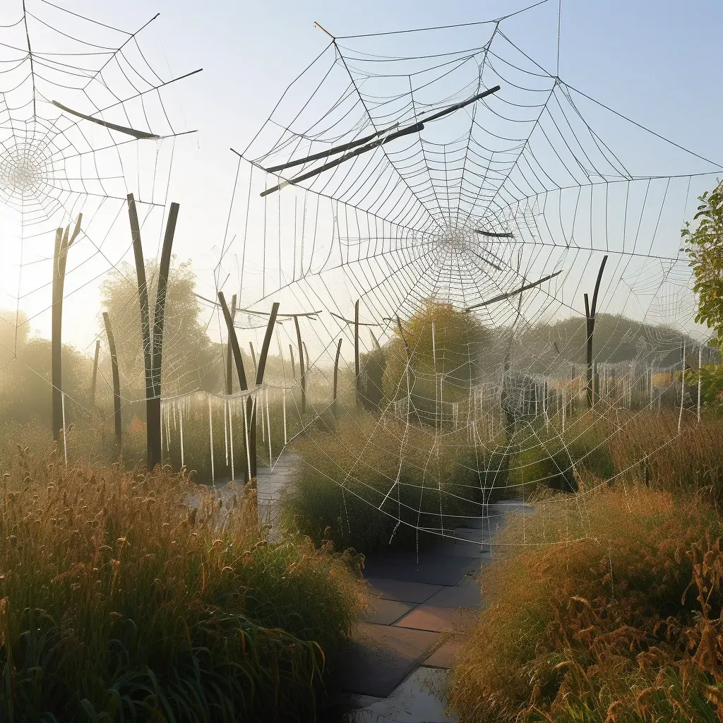 Glistening spider web in morning light - Image 2