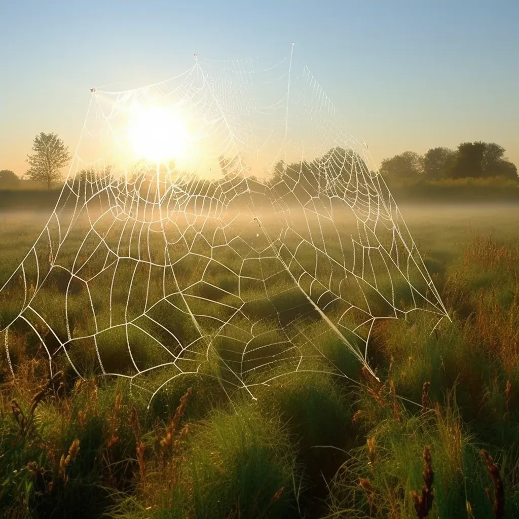 Glistening spider web in morning light - Image 4