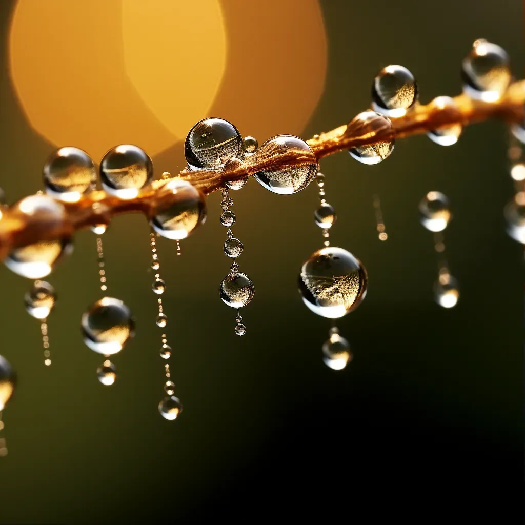 water droplets on spider silk - Image 1