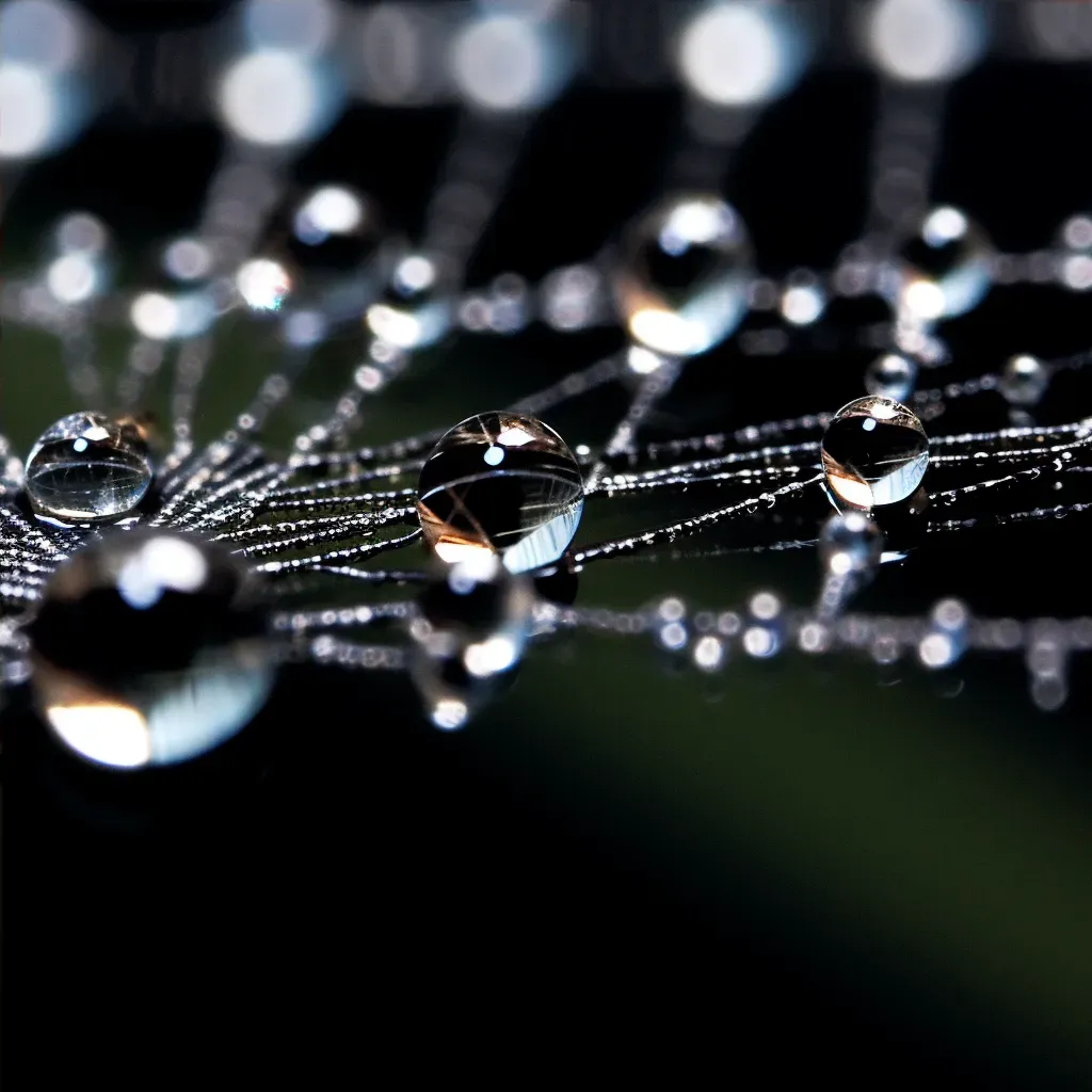 water droplets on spider silk - Image 4