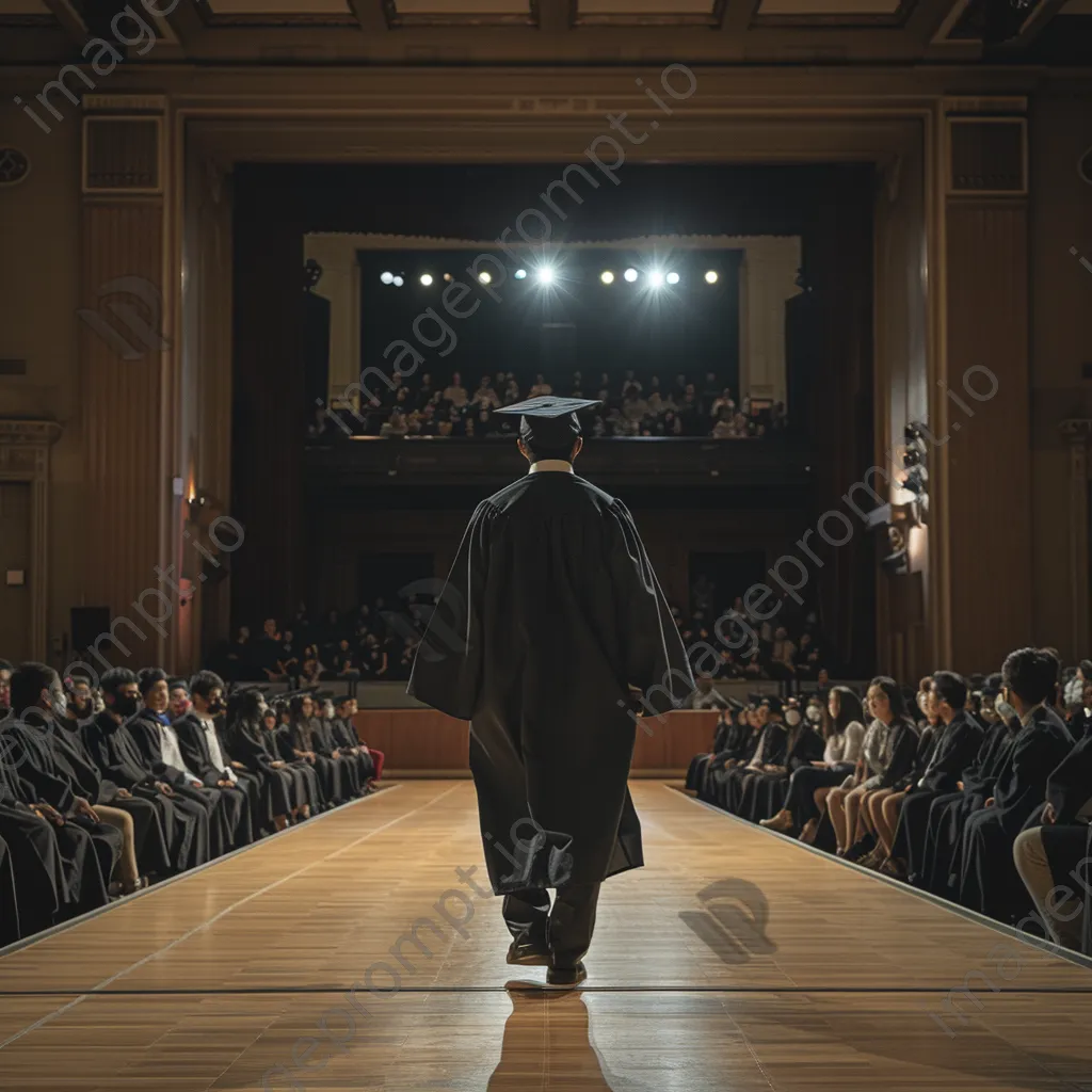 Graduate walking across stage to receive diploma - Image 4