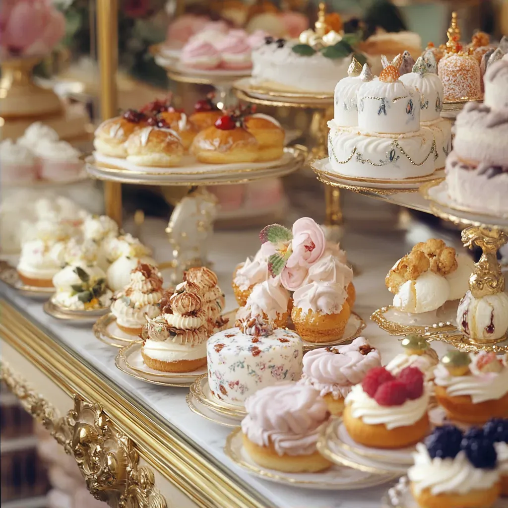 Delicate pastries in a Rococo inspired French patisserie showcasing a ballet of sugar and flour - Image 2