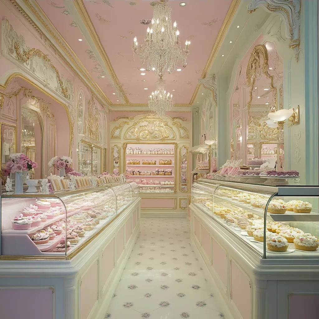 Delicate pastries in a Rococo inspired French patisserie showcasing a ballet of sugar and flour - Image 3