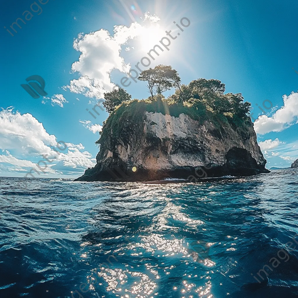 Beautiful volcanic island with tropical vegetation and coastal water - Image 1